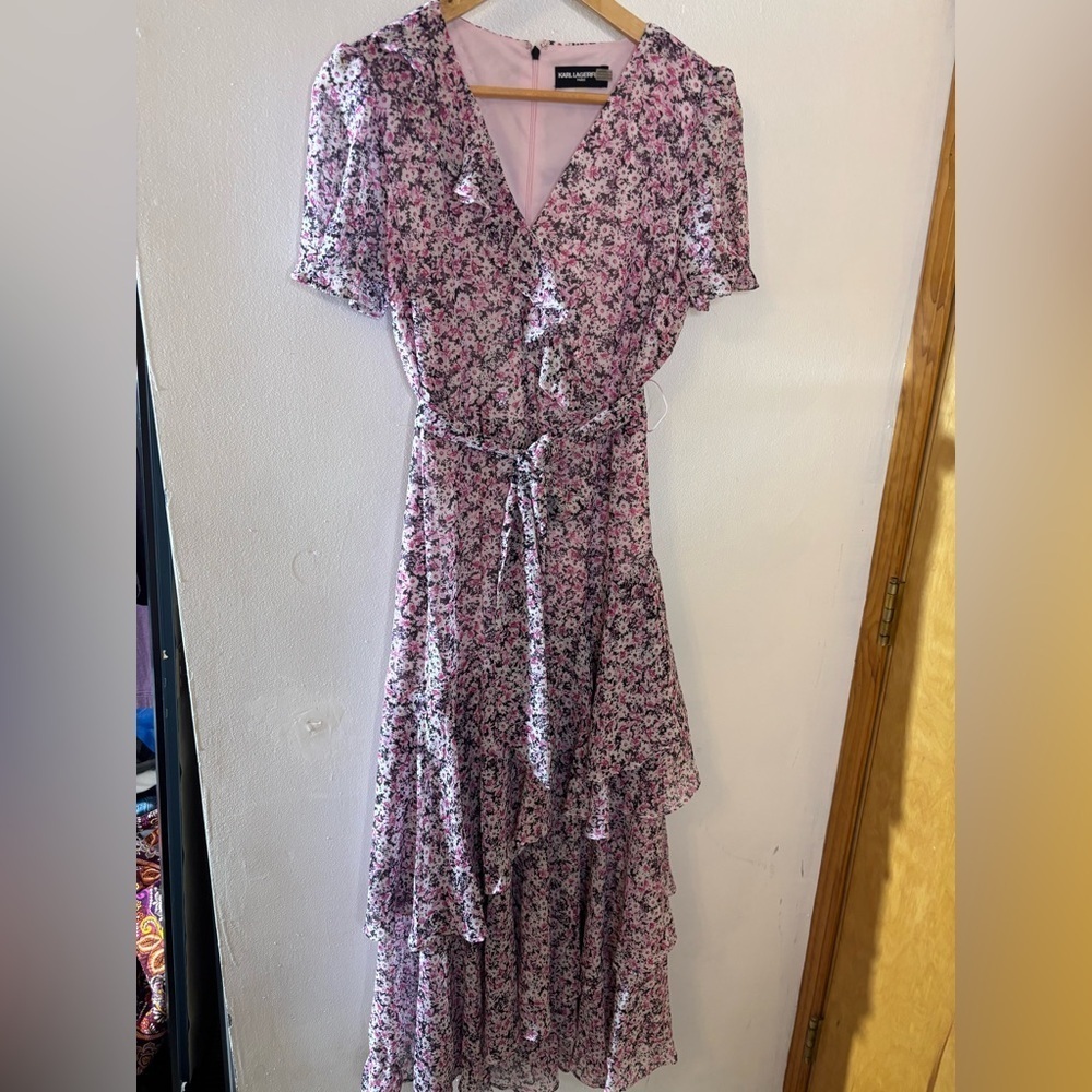 Karl Lagerfeld Paris Pastel Tiered Ruffle Victorian Prairie Gown